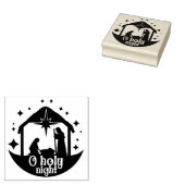 Oh Holy Night Christmas Square Wood Rubberstempel (Gestempeld)