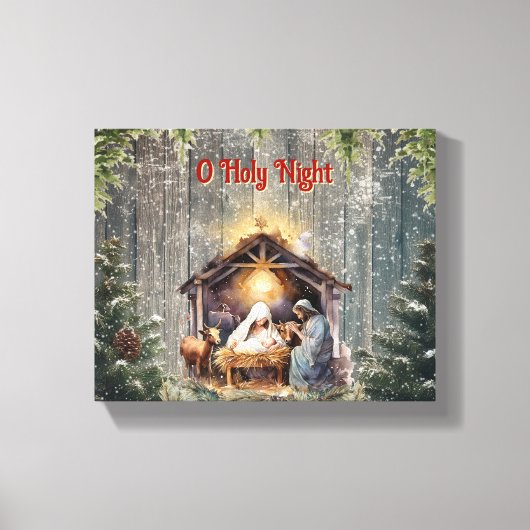 Oh Holy Night: een tijdloze kerststal Canvas Afdruk (Voorkant)