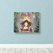 Oh Holy Night: een tijdloze kerststal Canvas Afdruk (Insitu (Houten vloer))