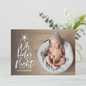 Oh Holy Night | Vakantie Geboorteaankondiging Foto Feestdagenkaart (Staand voorkant)