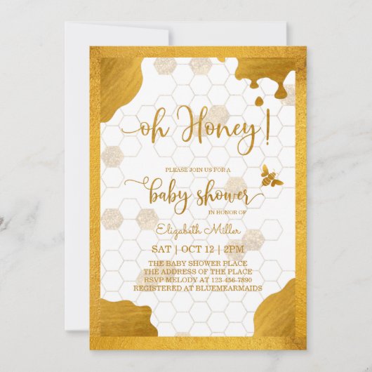 Oh Honey Mouse-to-Bee Baby shower Invitation Kaart (Voorkant)