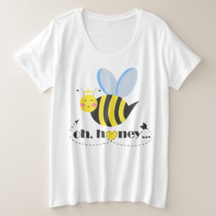 Oh Honey Valentijns bijenkoningin karakter met ti Grote Maat T-shirt
