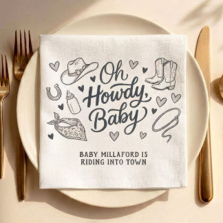 Oh Howdy Baby Cowboy Baby Shower Servetten | Weste