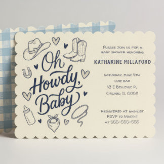 Oh Howdy Cowboy Baby Shower Uitnodiging Westers