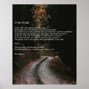 Oh, ik. Oh leven! Walt Whitman Poem Wooded Road 2 Poster