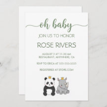 OH INVITATION BÉBÉ AVEC DES ANIMAUX BÉBÉS AVEC UNE
