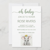 OH INVITATION BÉBÉ AVEC ÉLÉPHANT BÉBÉ AVEC UNE COU (Devant)