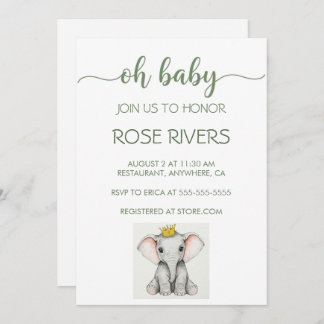 OH INVITATION BÉBÉ AVEC ÉLÉPHANT BÉBÉ AVEC UNE COU