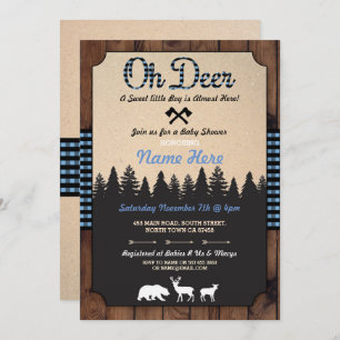 Oh invitation bleue de garçon de baby shower de