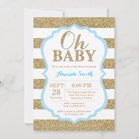 Oh invitation de baby shower de bleus layette et (Devant)