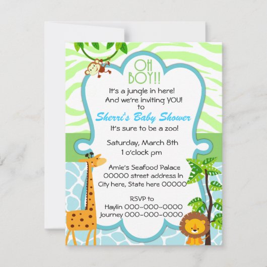 oh invitation de baby shower de poster de animal (Devant)