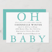Oh invitation de baby shower du bébé | (Devant / Derrière)