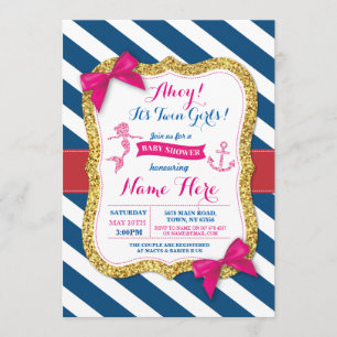 Oh invitation de marine de rose de baby shower de