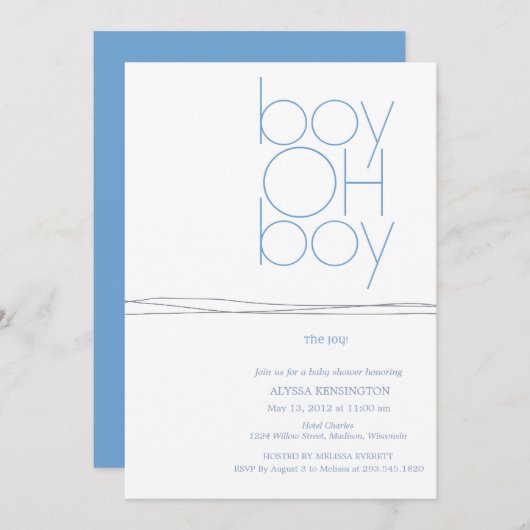 Oh invitation faite sur commande de baby shower (Devant / Derrière)