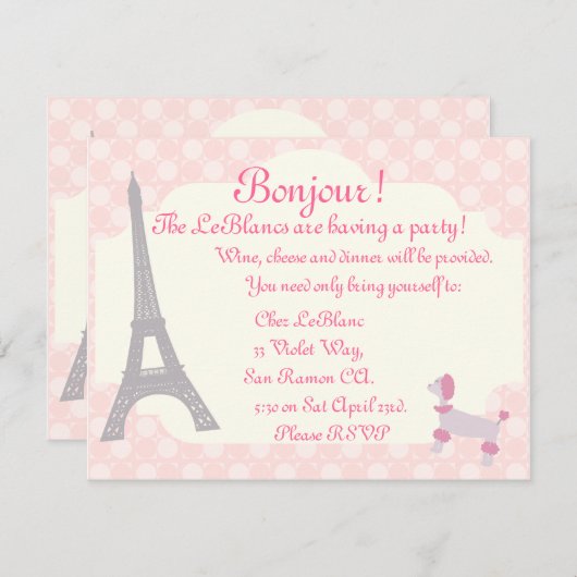 Oh invitation orienté parisien de La de La (Devant / Derrière)