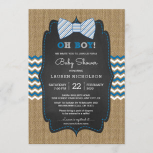 OH invitation rustique de baby shower de cravate