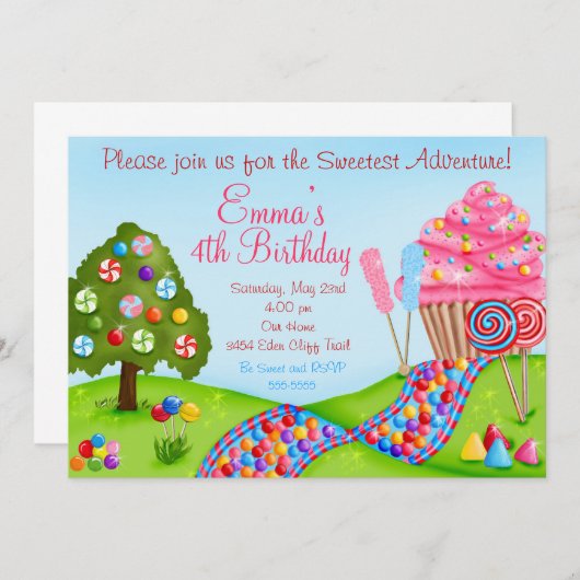 Oh invitations douces de petit gâteau (Devant / Derrière)