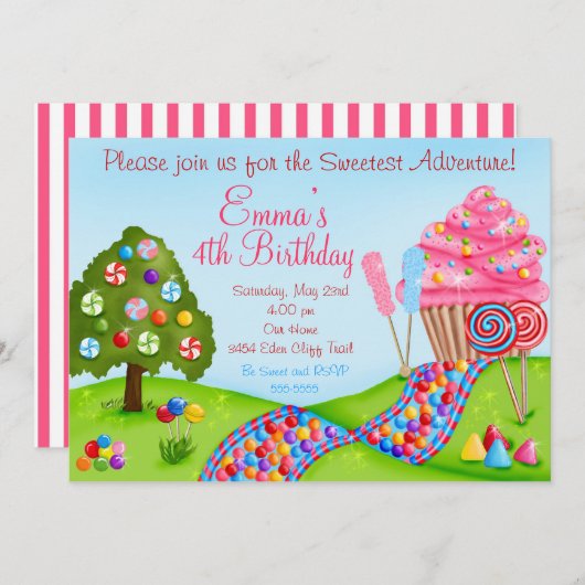 Oh invitations douces de petit gâteau (Devant / Derrière)