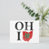 OH IO Typografisch Ohio  Rood Buckeye Nut Briefkaart (Staand voorkant)
