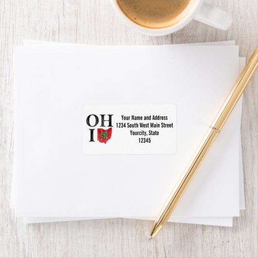 OH IO Typografisch Ohio  Rood Buckeye Nut Etiket (Insitu)