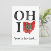 OH IO Typografisch Ohio  Rood Buckeye Nut Kaart (Staand voorkant)