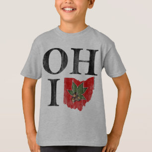 OH IO Typografisch Ohio  Rood Buckeye Nut T-shirt