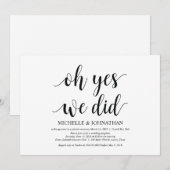 Oh ja, dat deden we, bruiloft op de Uitnodigingska Kaart (Voorkant / Achterkant)