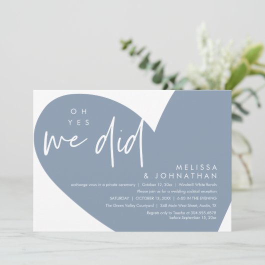 Oh ja, dat deden we, Modern Wedding Receptie Diner Kaart (Staand voorkant)