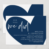 Oh ja, dat deden we, Modern Wedding Receptie Diner Kaart (Voorkant / Achterkant)