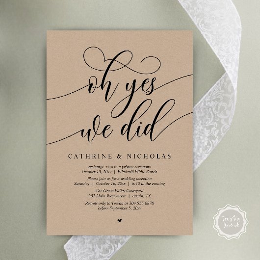 Oh ja, dat deden we, moderne script bruiloft recep kaart