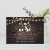 Oh ja, dat deden we, Rustic Wedding Elopement Kaart (Staand voorkant)