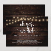 Oh ja, dat deden we, Rustic Wedding Elopement Kaart (Voorkant / Achterkant)