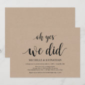 oh ja, dat deden we, trouwkaarten voor elopement kaart (Voorkant / Achterkant)