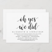 Oh ja, dat deden we, Wedding Elopement Dinner Dans Kaart (Voorkant / Achterkant)