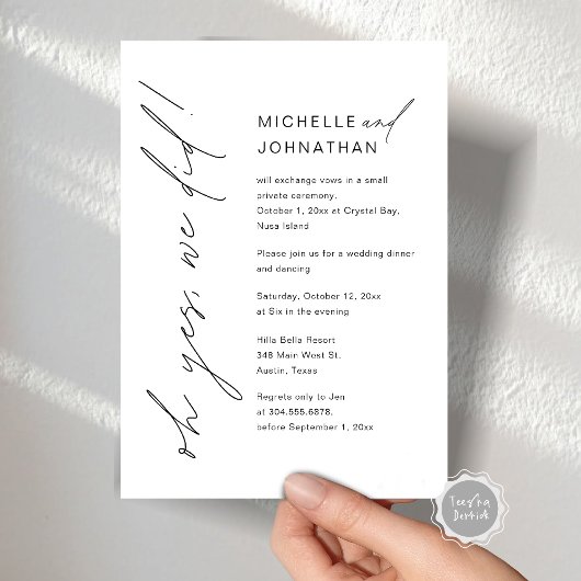 Oh ja, dat deden we, Wedding Elopement Dinner Part Kaart