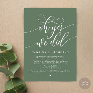 Oh ja, dat deden we, Wedding Elopement Dinner Part Kaart