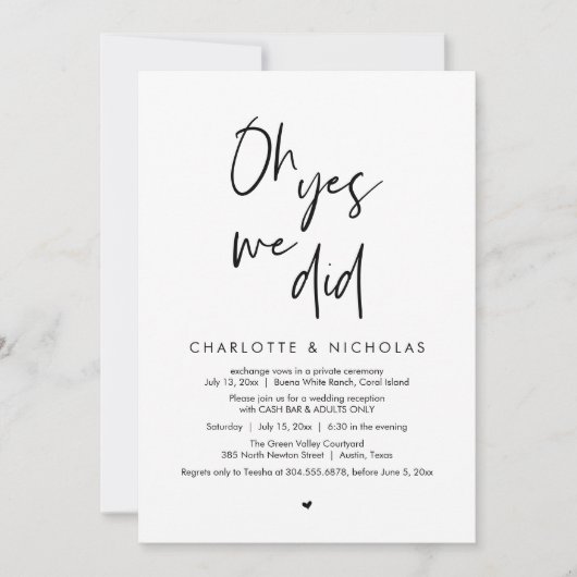 Oh ja, dat hebben we gedaan, Wedding Dinner Party Kaart