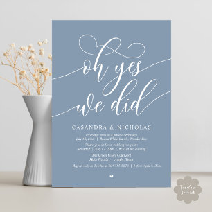 Oh ja, we hebben het gedaan, Modern Elopement Dinn Kaart