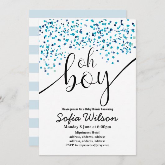 Oh jee baby shower, uitnodiging (Voorkant / Achterkant)