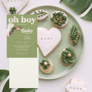 Oh joh, ik ga in Moss Green Baby shower Kaart