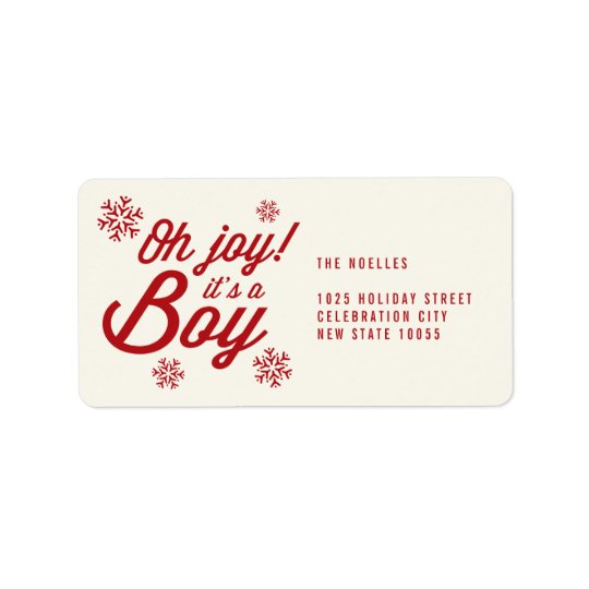 Oh joie c'est étiquette de adresse de Noël de bébé