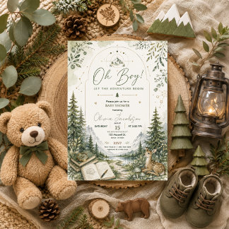 Oh jongen baby shower avontuur bos berg kaart