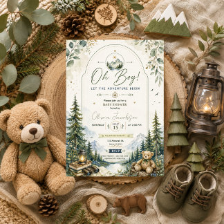 Oh jongen baby shower avontuur bos berg kaart