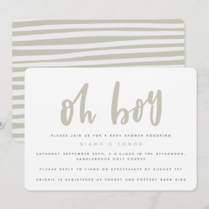 Oh jongen, baby shower feestuitnodiging (zand) kaart