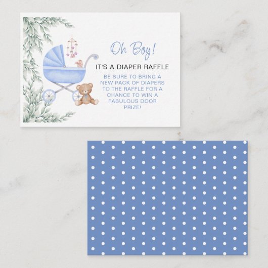 Oh Jongen Baby Stroller en mobiele Dapelraffle Informatiekaartje (Voorkant / Achterkant)