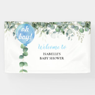 Oh Jongen ballonvaars baby shower eucalyptus Spandoek