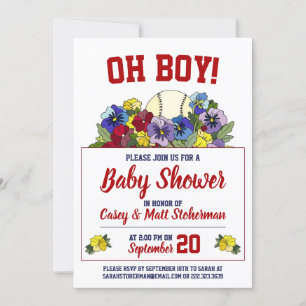 Oh Jongen Baseball in Flowers Baby shower Kaart