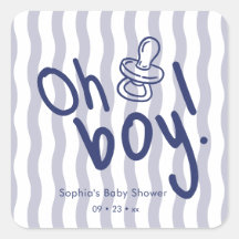 Oh Jongen Blauwe Golfstrepen Baby Shower