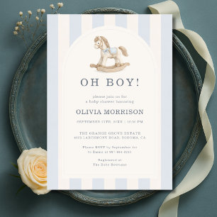 Oh Jongen Blauwe Schommelpaard Baby Shower Kaart
