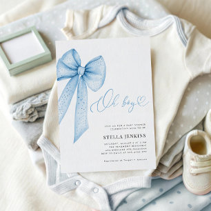 Oh Jongen Blauwe Strik Baby Shower Uitnodiging